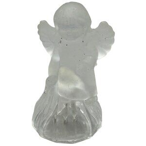 Vintage 5" Crystal Angel Bell by Artmark Japan Frosted Glass Pre-owned READ